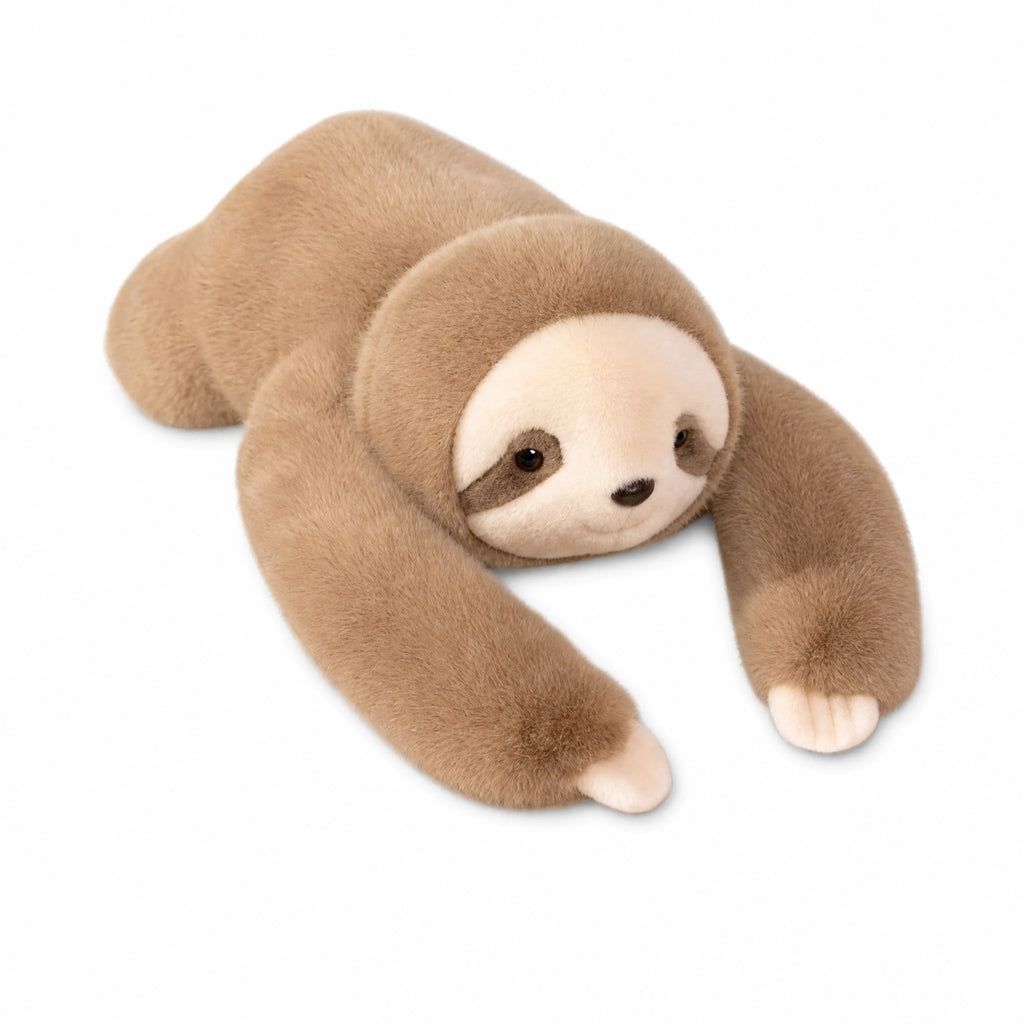 Weighted Sloth Plush Toy with Soft Huggable Arms - Fond blanc