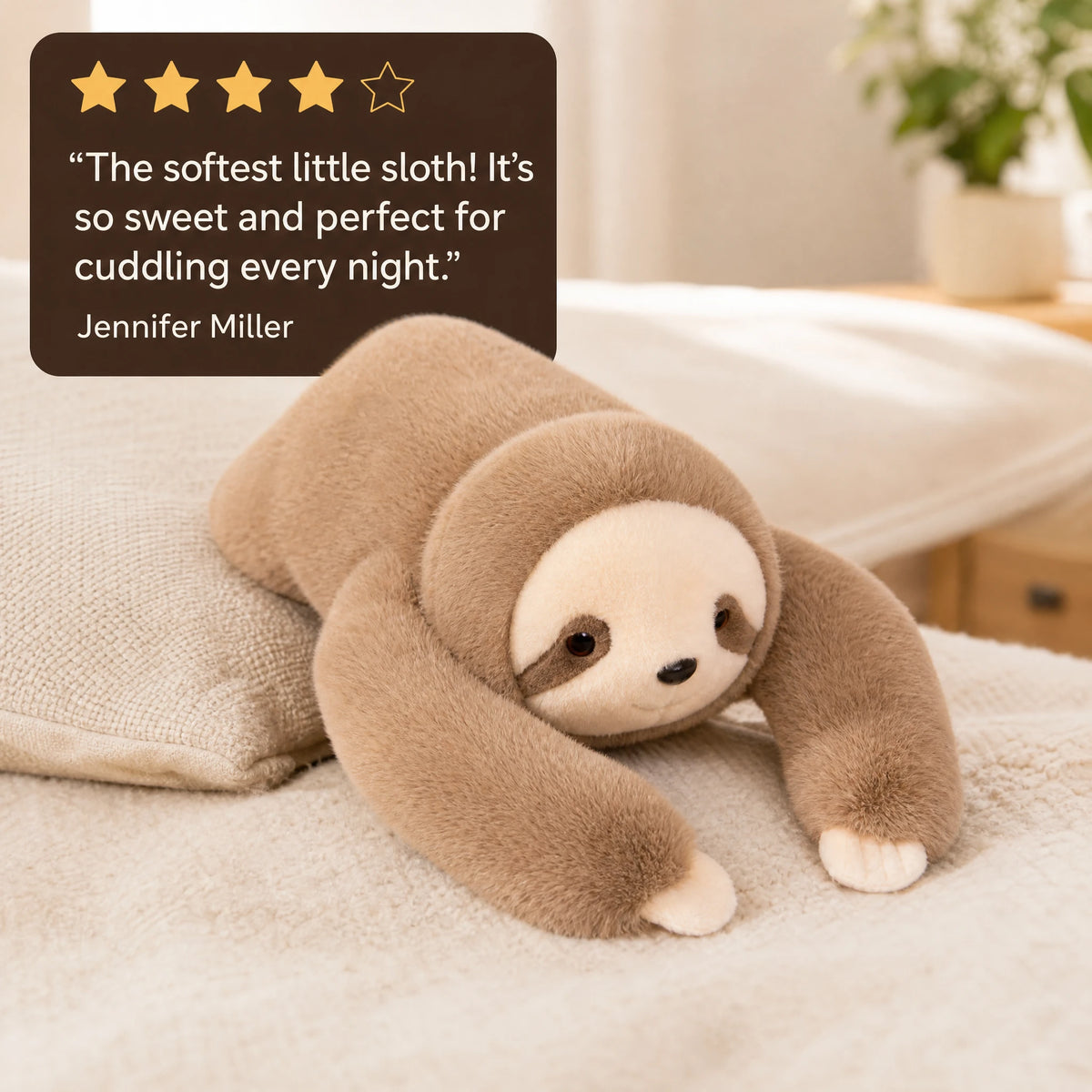 Weighted Sloth Plush Toy with Soft Huggable Arms - Image témoignage