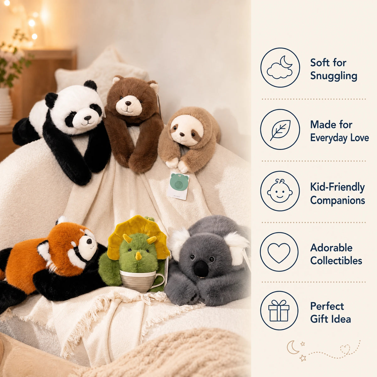 Weighted Stuffed Animals with Hugging Arms, Soft Plush - Bénéfices produit