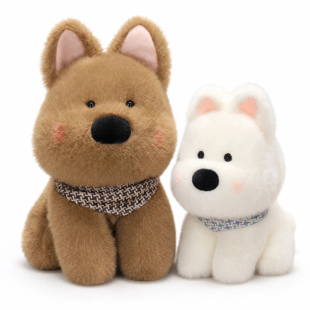 West Highland Terrier Plush with Scarf and Lifelike Details - Fond blanc
