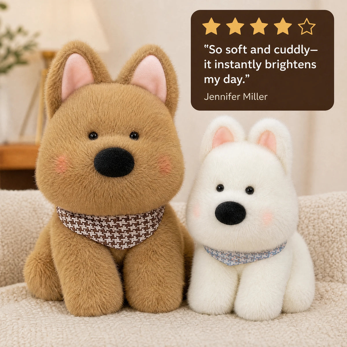 West Highland Terrier Plush with Scarf and Lifelike Details - Image témoignage