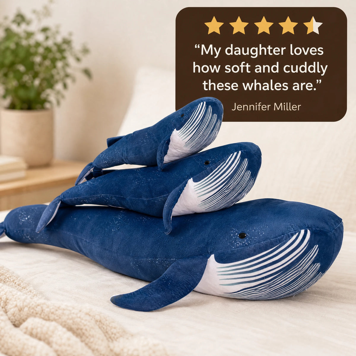 Whale Plush Giant Humpback with Starry Blue Design - Image témoignage