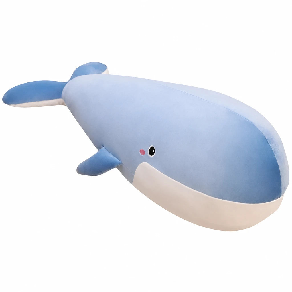 Whale Plush Toy Giant Cuddly Blue and Cream Companion - 19.5in / 50cm · 31.5in / 80cm · 39.5in / 100cm