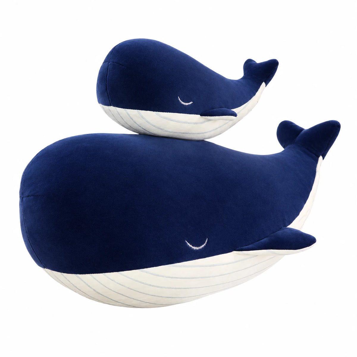 Whale Plush Toy – Soft Navy Blue Stuffed Whale in 3 Sizes - 10in / 25cm · 17.5in / 45cm · 25.5in / 65cm