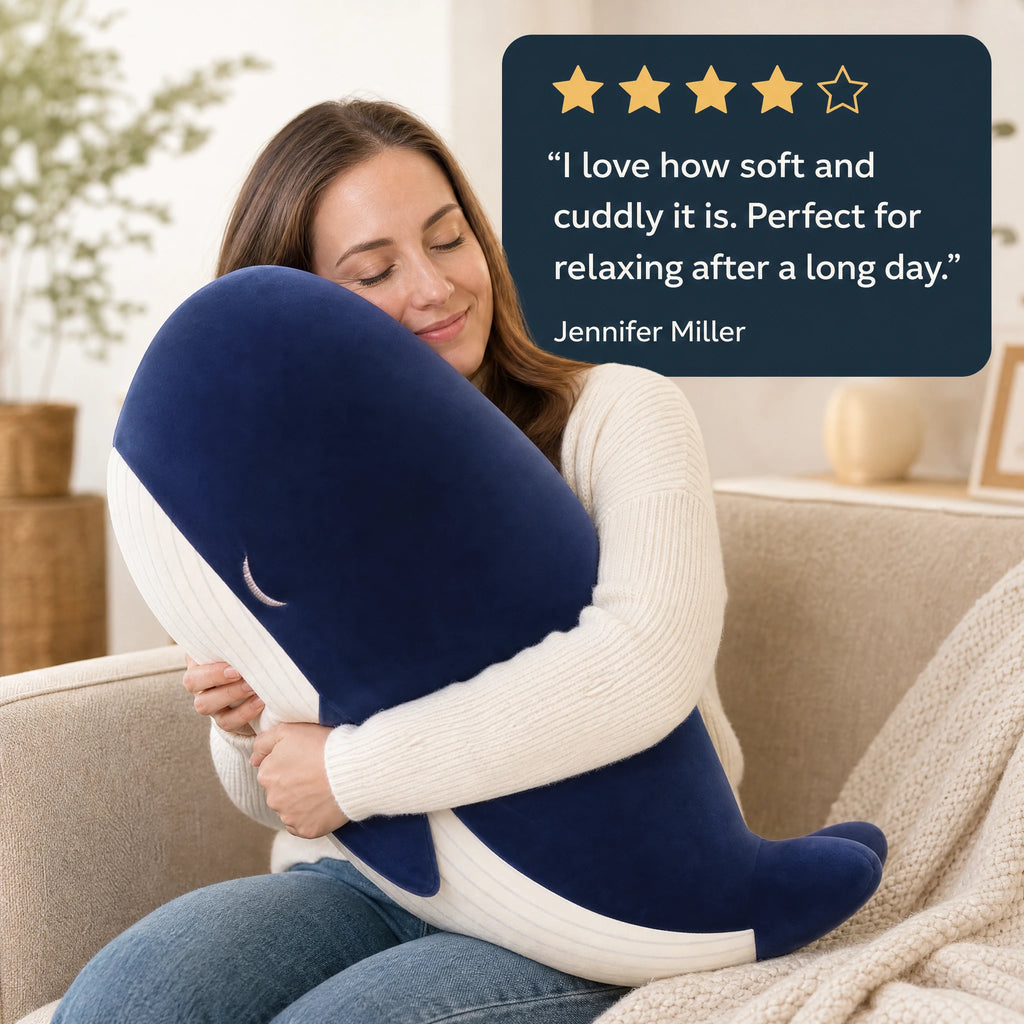 Whale Plush with Blue and White Design - Image témoignage