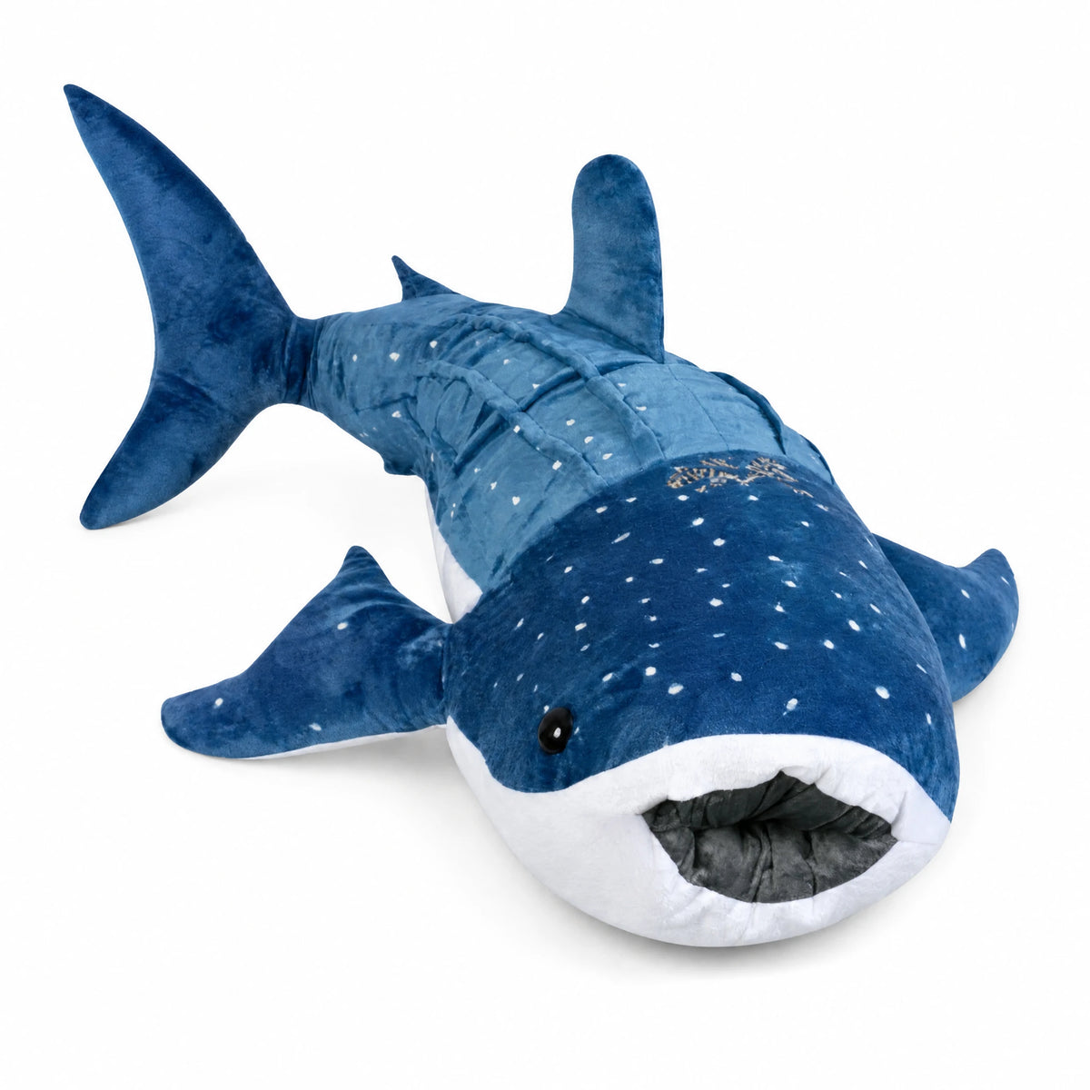 Whale Shark Plush with Realistic Blue Spotted Design - Fond blanc, autre angle