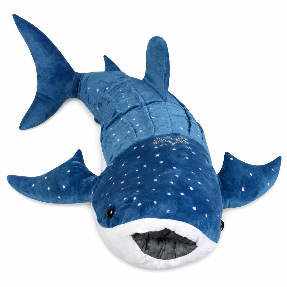 Whale Shark Plush with Realistic Blue Spotted Design - Fond blanc