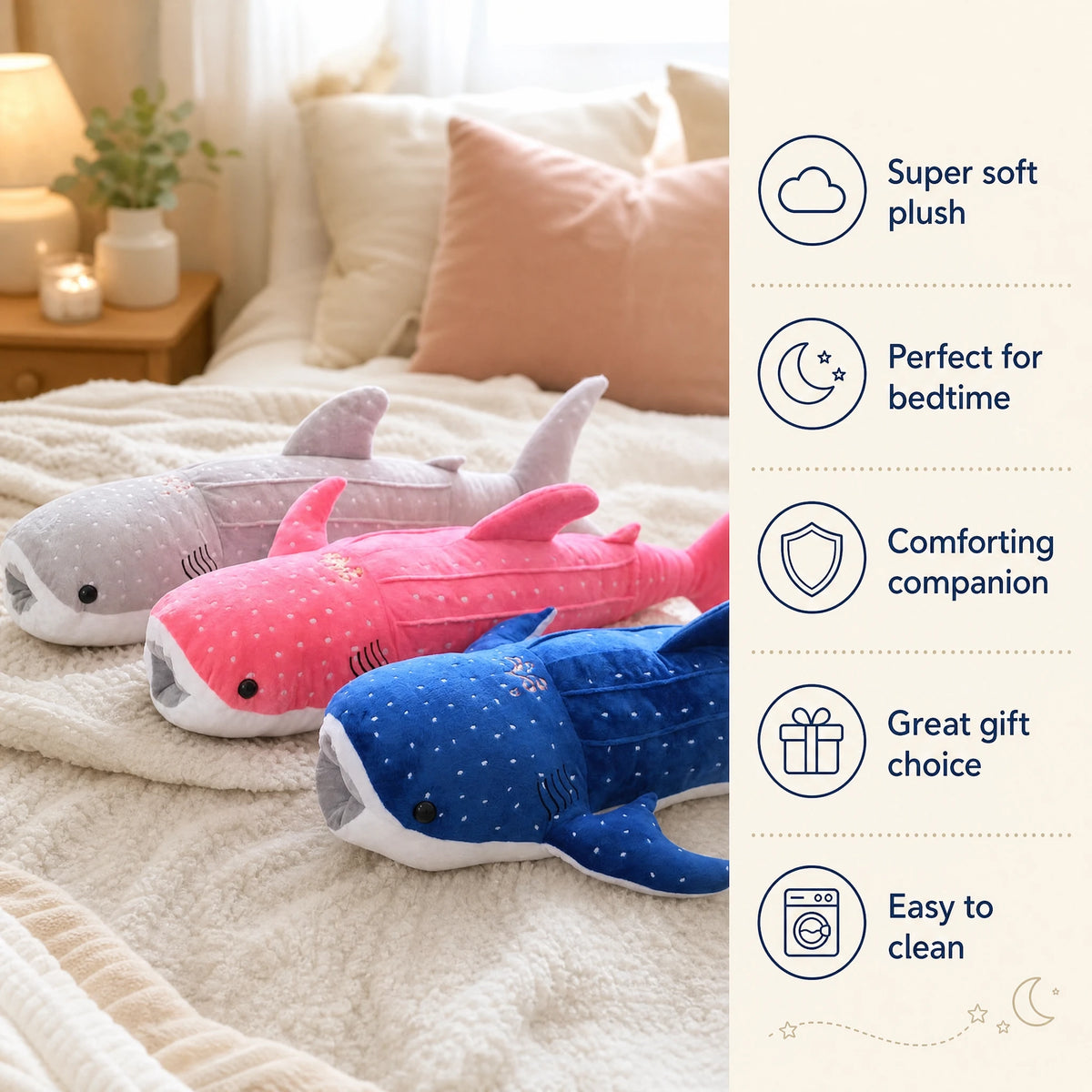 Whale Shark Plush with Spotted Pattern and Soft Cotton - Bénéfices produit