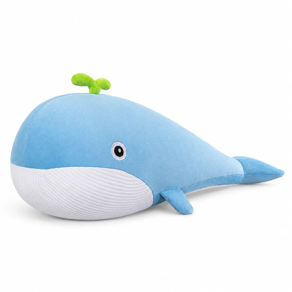 Whale Stuffed Animal with Bean Sprout Detail - Blue / 23in / 60cm … (5 tailles)