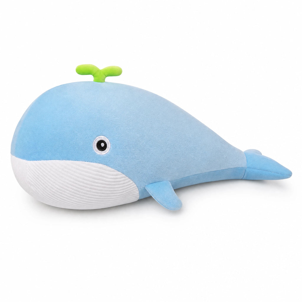 Whale Stuffed Animal with Bean Sprout Detail - Fond blanc