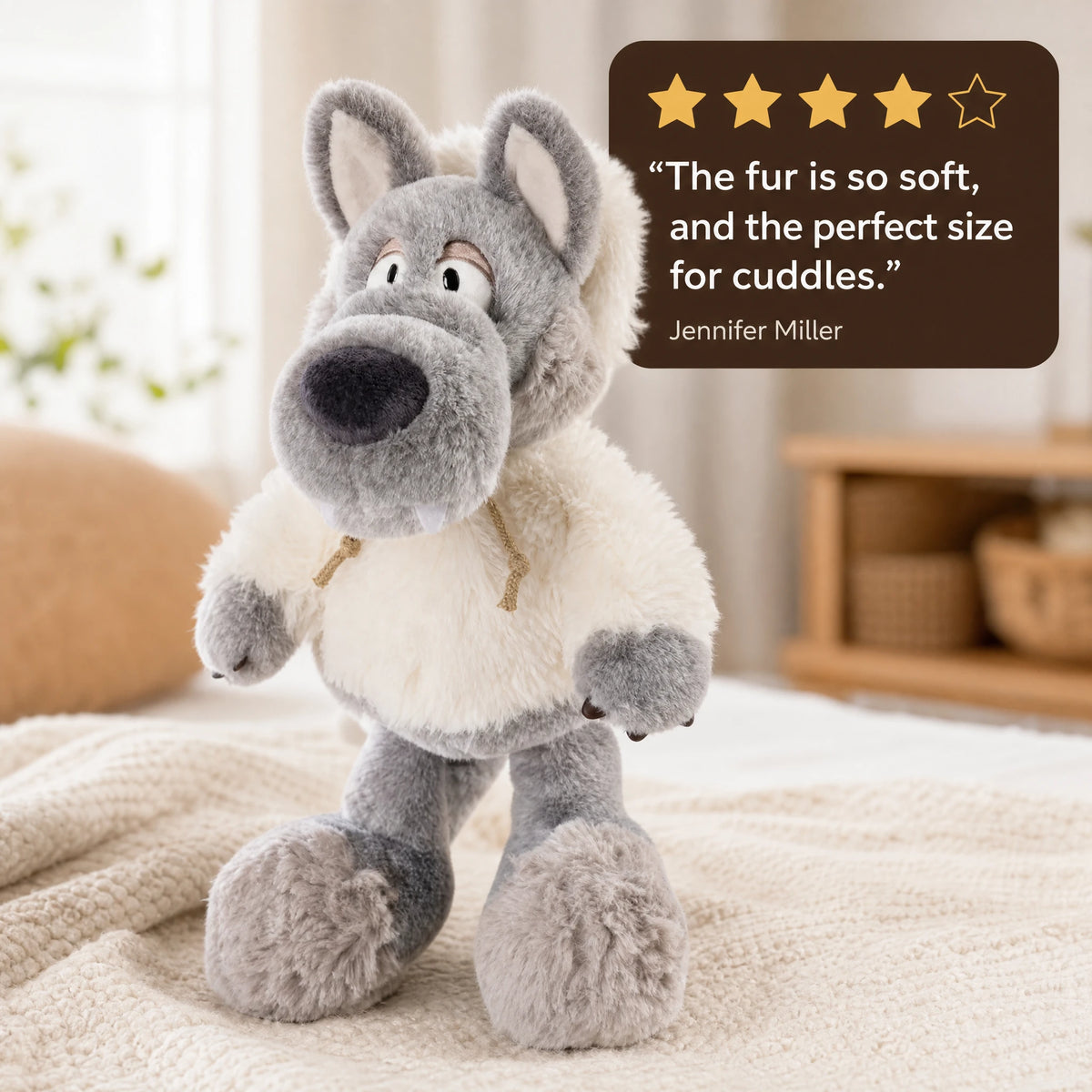 Wolf Plush in Sheep Costume with Soft Two-Tone Fur - Image témoignage