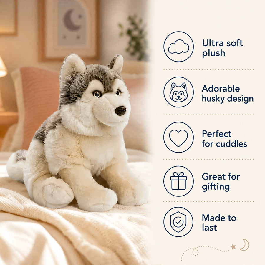 Wolf Plush with Realistic Gray Fur and Soft Texture - Bénéfices produit