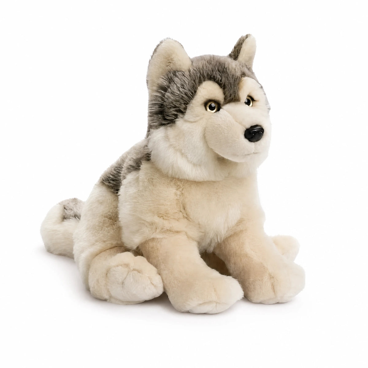 Wolf Plush with Realistic Gray Fur and Soft Texture - Fond blanc