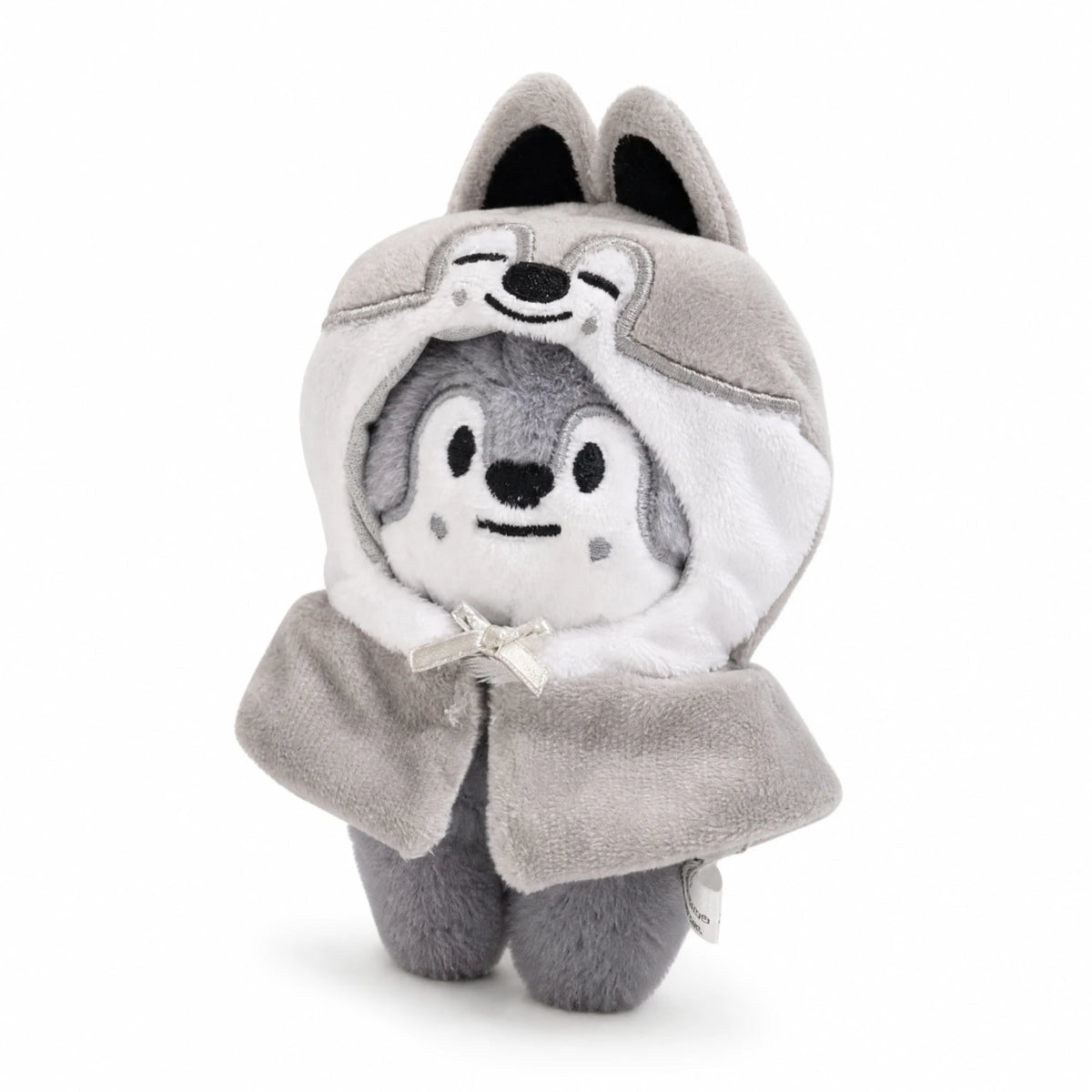 Wolf Plush with Removable Gray Hood and Soft Fabric - Fond blanc, autre angle