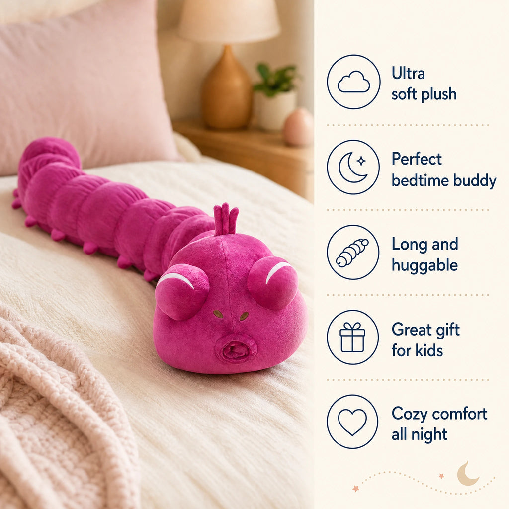 Worm Plush Toy with Segmented Pink Body Design - Bénéfices produit