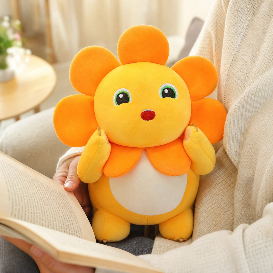 Yellow Dinosaur Plush with Smiling Face and Flower Crown - Utilisation du produit